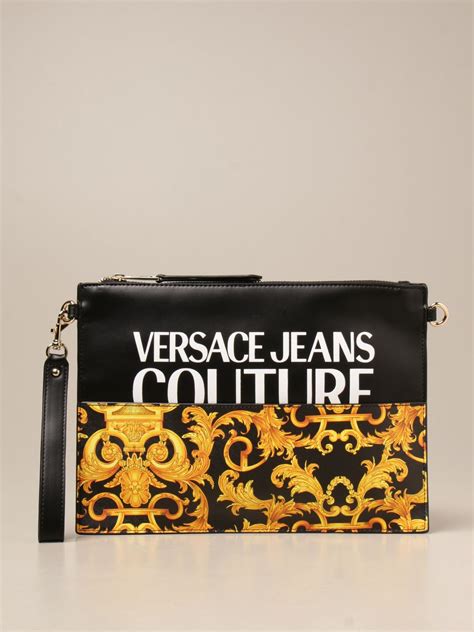 versace jeans all over logo clutch bag|versace clutch bag sale.